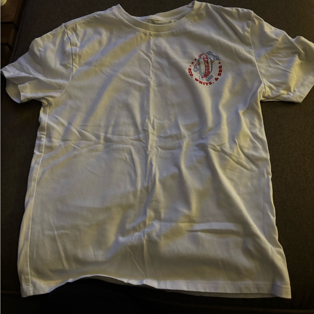 White Kids T-Shirt with Red Graphic